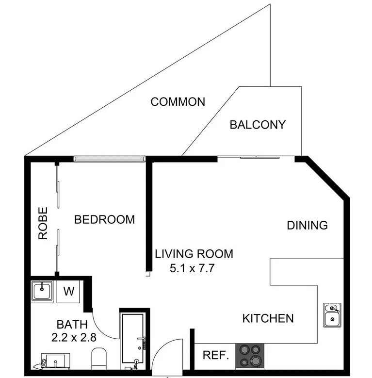 Floor plan for Quiet Inner City Living